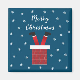 Imán Feliz Navidad Papá Noel Atrapado En Una Chimenea