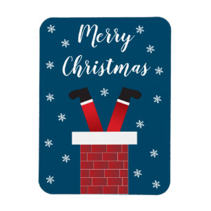 Imán Feliz Navidad Papá Noel Pie Copos de nieve