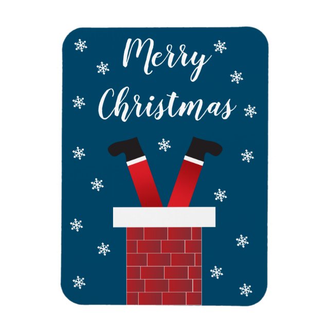 Imán Feliz Navidad Papá Noel Pie Copos de nieve (Vertical)