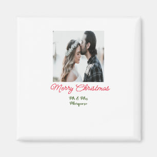 Imán Feliz Navidad pareja foto añadir nombre feliz navi