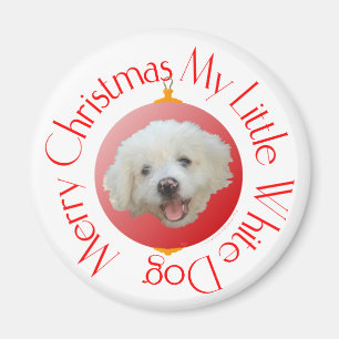Imán Feliz Navidad Perrito Blanco