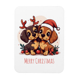 Imán Feliz Navidad Perros Dachshund