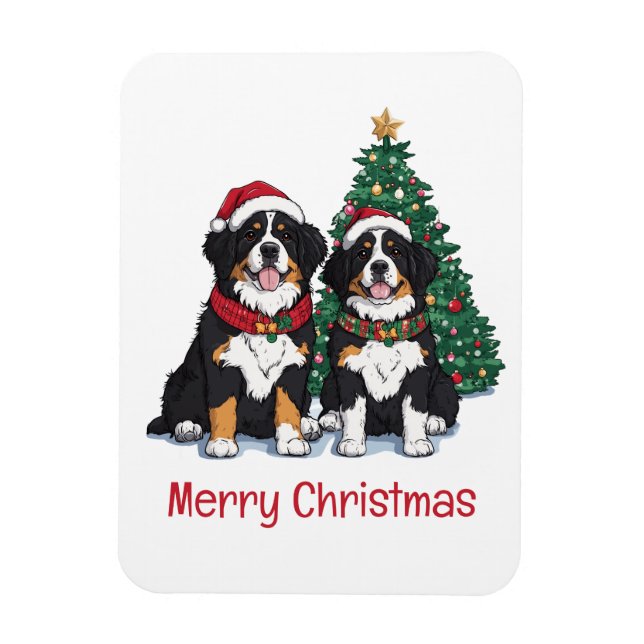 Imán Feliz Navidad Perros de Montaña de Berna (Vertical)