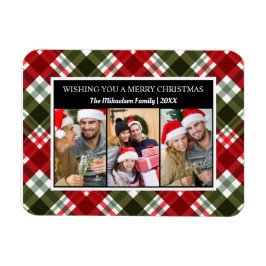 Imán Feliz Navidad Plaid Tartán Collage de fotos