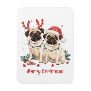 Imán Feliz Navidad Pug Dogs