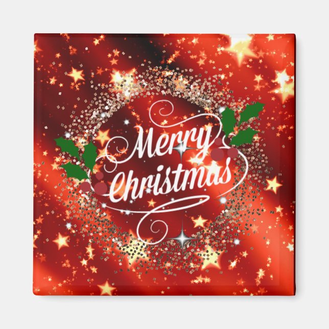 Imán Feliz Navidad, purpurina y brillo (Frente)