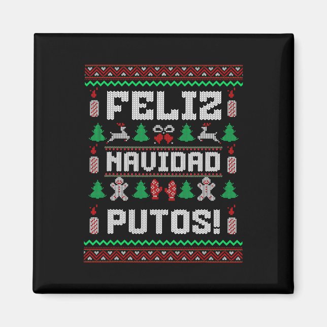 Imán Feliz Navidad Putos Suéter Divertido De Navidad Me (Frente)