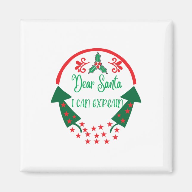 Imán Feliz Navidad, querido Papá Noel, puedo explicarlo (Frente)
