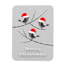 Imán Feliz Navidad Red Santa Hat Birds