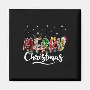 Imán Feliz Navidad Red Santa Hat Reindeer Familia de Na