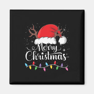 Imán Feliz Navidad Red Santa Hat Reindeer Familia de Na