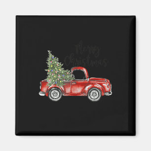 Imán Feliz Navidad Red Truck Tree Light Funny Family