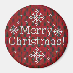 Imán Feliz Navidad Red & White Faux Knit