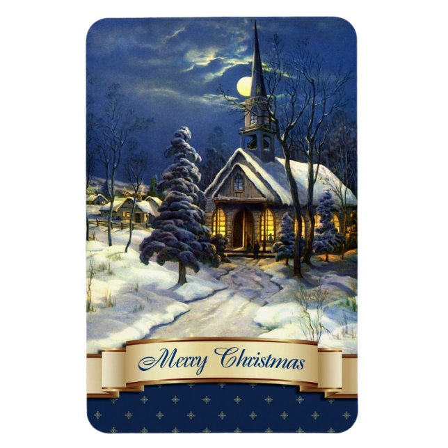 Imán Feliz Navidad. Regalo de Navidades de la Iglesia d (Vertical)