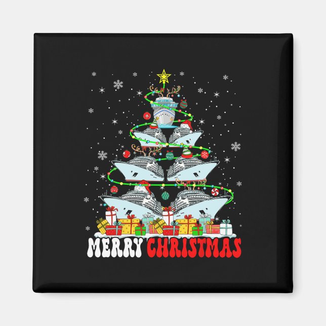 Imán Feliz Navidad Reindeer Elf Santa Cruise Ships Xm (Frente)