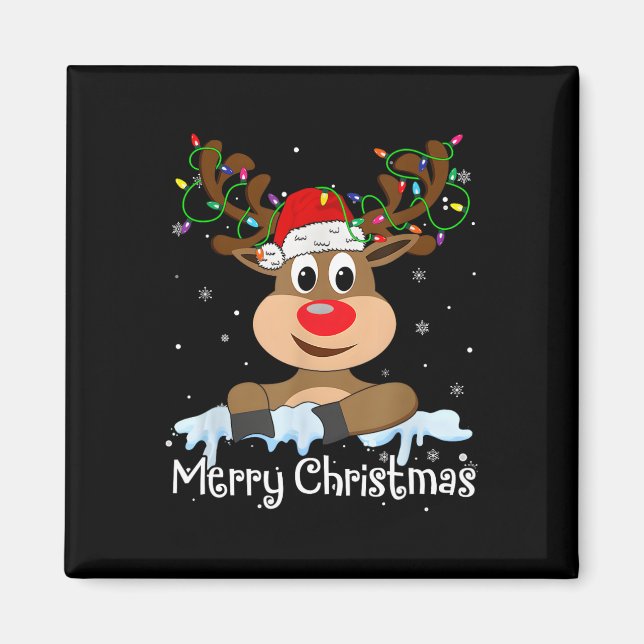 Imán Feliz Navidad Reindeer Navidad Familia Matando Hom (Frente)