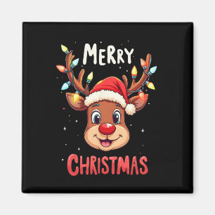 Imán Feliz Navidad Reindeo Red Santa Xmas