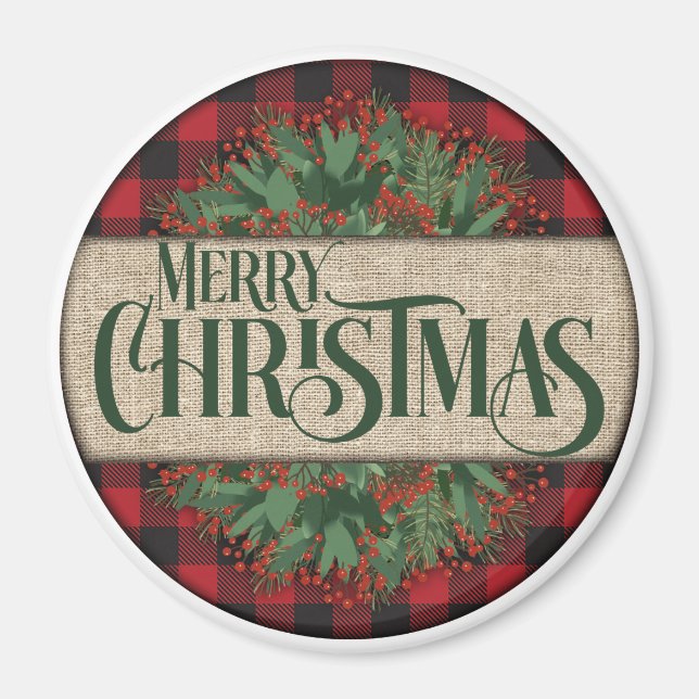 Imán Feliz Navidad Rojo y Negro Jugado (Frente)