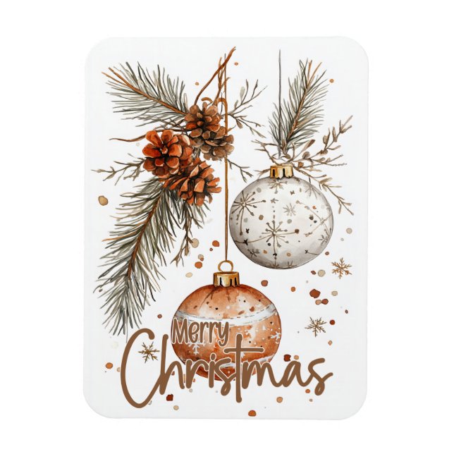 Imán Feliz Navidad Rústica Saludo (Vertical)