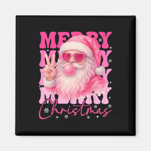 Imán Feliz Navidad Santa Rosa Retro Chicle Navidad