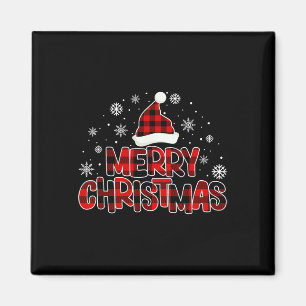 Imán Feliz Navidad Santa Squad Red Plaid Xmas Regalos M