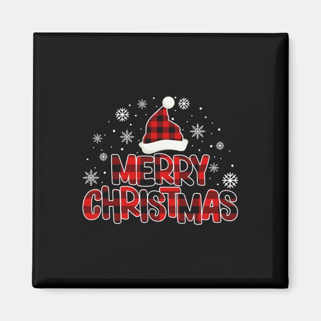 Imán Feliz Navidad Santa Squad Red Plaid Xmas Regalos M (Frente)