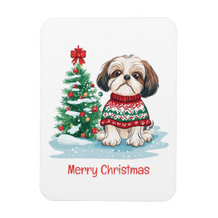 Imán Feliz Navidad Shih Tzu Santa Perro