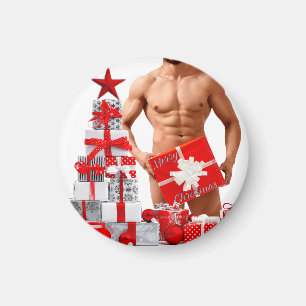 Imán Feliz Navidad SlipperyJoe regalo rojo blanco plata