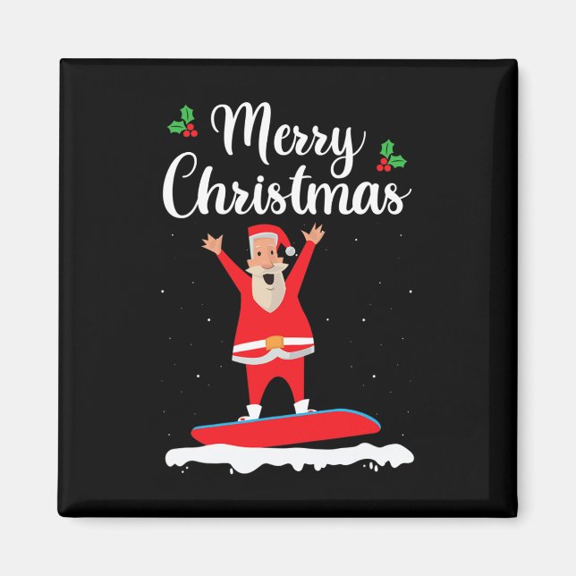 Imán Feliz Navidad Snowboard Santa Claus Boarder E (Frente)