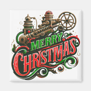 Imán Feliz Navidad steampunk