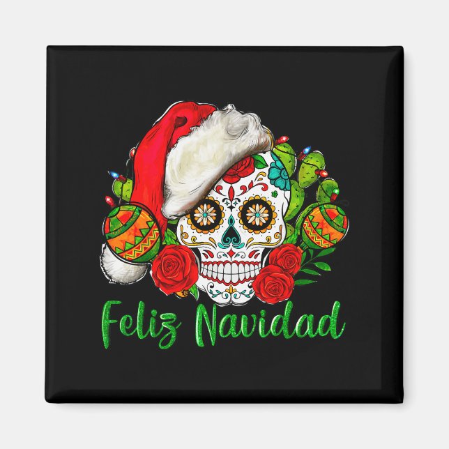 Imán Feliz Navidad Sugar Skull Mexican Christmas  (Frente)