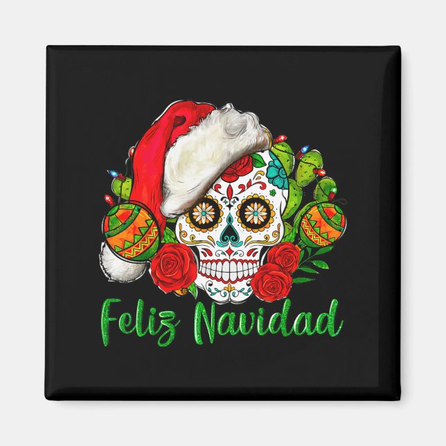 Imán Feliz Navidad Sugar Skull Mexican Christmas  (Frente)