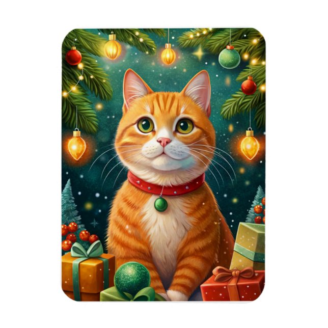 Imán Feliz navidad te desea mi gato naranja (Vertical)