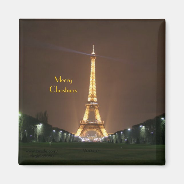 Imán Feliz Navidad - Torre Eiffel (Frente)