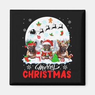 Imán Feliz Navidad tres renos de Santa Elf Francés Bu