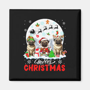Imán Feliz Navidad Tres Reyes de Santa Elf Pugs Owne