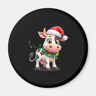Imán Feliz Navidad Vaca Santa Luces de Navidad Vaca Xma