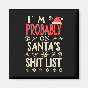 Imán Feliz Navidad Vintage probablemente estoy en santa