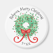 Feliz Navidad Wreath Añadir nombre y año
