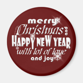 Imán Feliz Navidad y Feliz Año Nuevo rojo