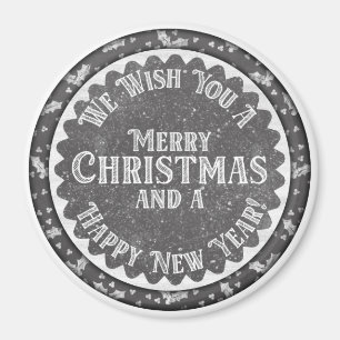 Imán Feliz Navidad y Feliz Chalkboard de Año Nuevo