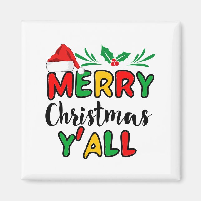 Imán Feliz Navidad Y'all (Frente)
