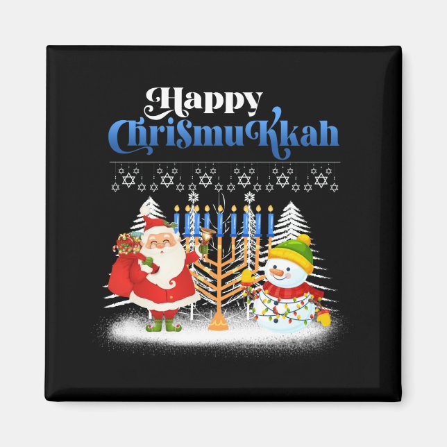 Imán Feliz Navidades judíos de Chrismukkah Hanukkah (Frente)