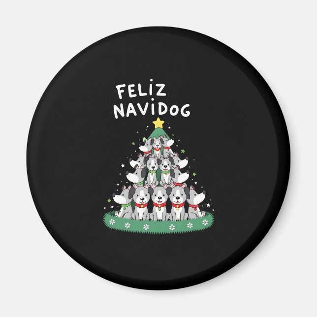 Imán Feliz Navidog Christmas Dog T-Shirt, Funny Cute Xm (Frente)