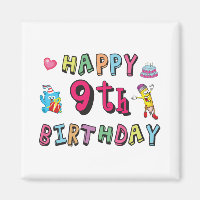 Feliz noveno cumpleaños para niños de 9 años B-day