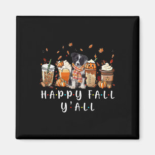 Imán Feliz Otoño Y'all Border Collie Perro Café Calabaz
