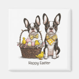 Imán Feliz Pascua Boston Terrier Dogs