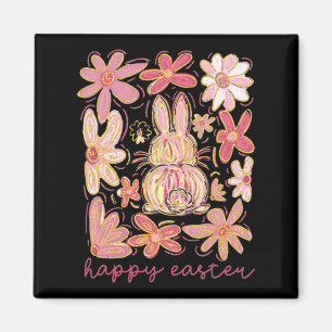 Imán Feliz Pascua Bunny Boho Pascua Coquette Floral Pin