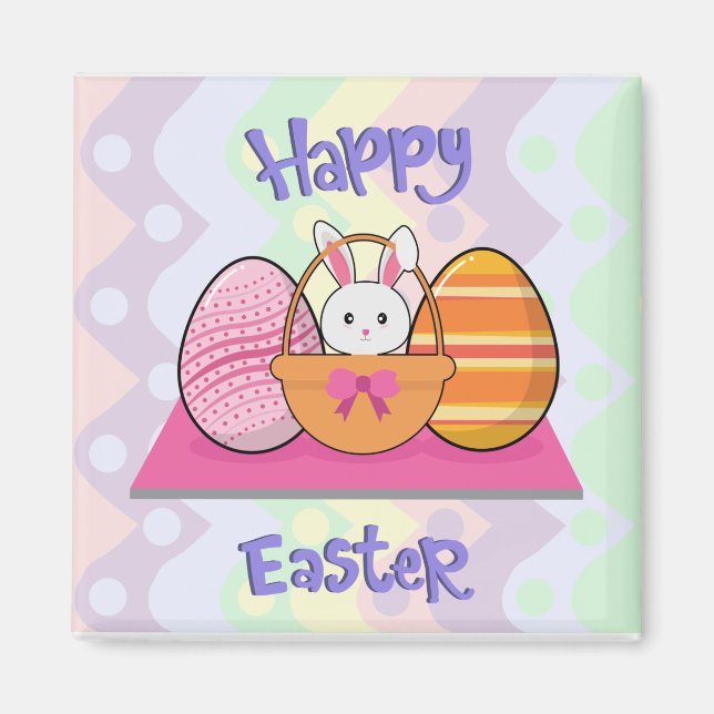 Imán Feliz Pascua de la Cesta de Huevos Confitados de P (Frente)