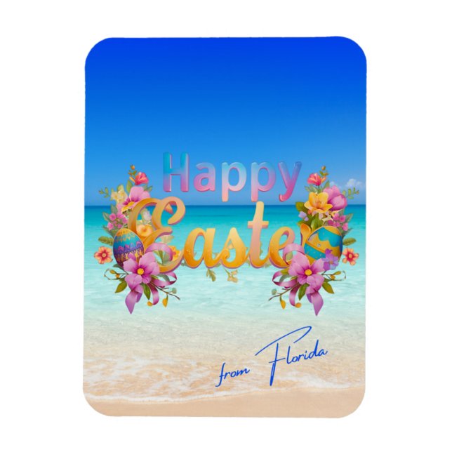 Imán Feliz Pascua desde Florida Tropical Beach (Vertical)